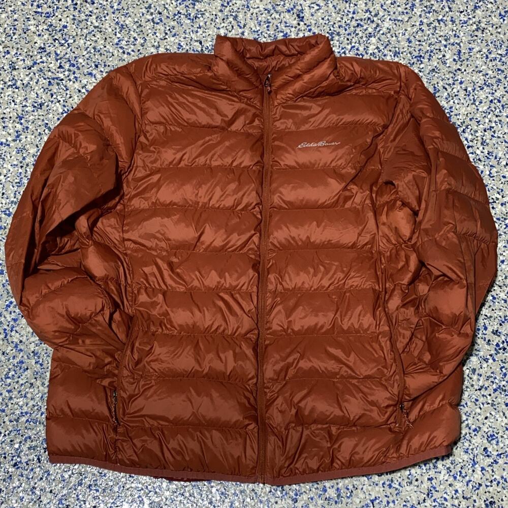 Eddie Bauer EB650‎ Burnt Orange Down Puffer Jacket Men’s Size XXL Lightweight